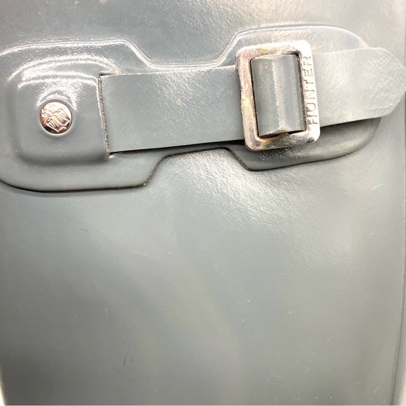 HUNTER TALL GRAY GLOSSY ORIGINAL CLASSIC LOGO RAIN BOOTS LADIES SIZE 7 - Picture 5 of 10